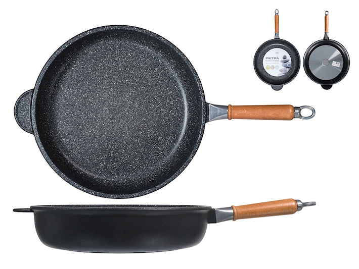 PADELLA ANTIADERENTE IN PIETRA CON MANICO IN LEGNO