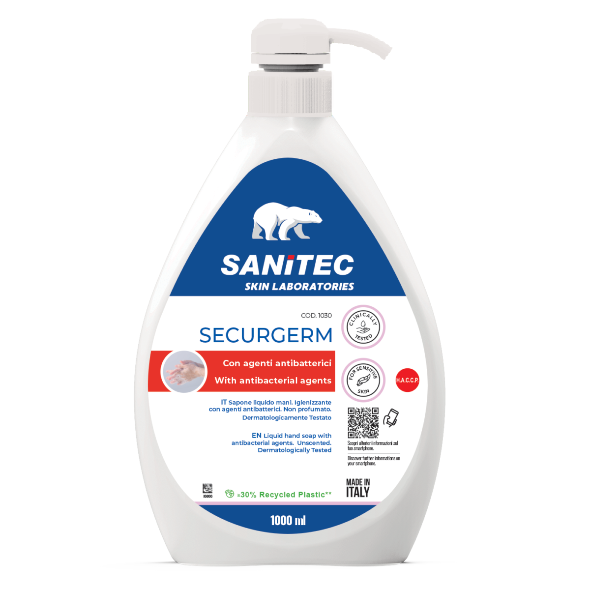 SAPONE LIQUIDO MANI CON ANTIBATTERICO - SECURGERM 1000ML