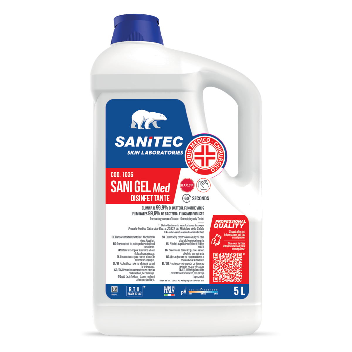 DISINFETTANTE MANI A BASE DI ALCOL - SANI GEL MED 5L