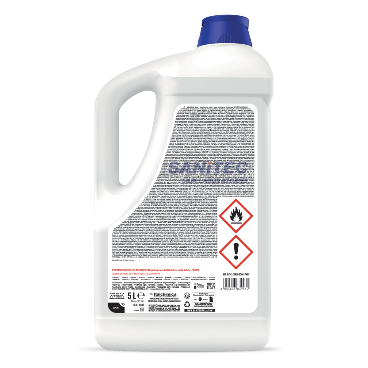 DISINFETTANTE MANI A BASE DI ALCOL - SANI GEL MED 5L