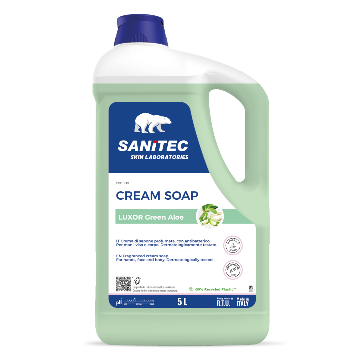 CREMA DI SAPONE CON ANTIBATTERICO - CREAM SOAP LUXOR GREEN ALOE 5LT