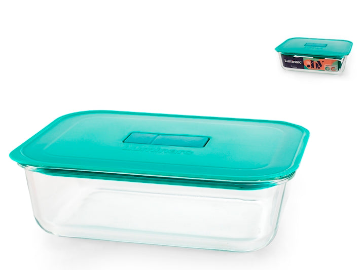 CONTENITORE 22X17 IN VETRO BOROSILICATO CON TAPPO AZZURRO