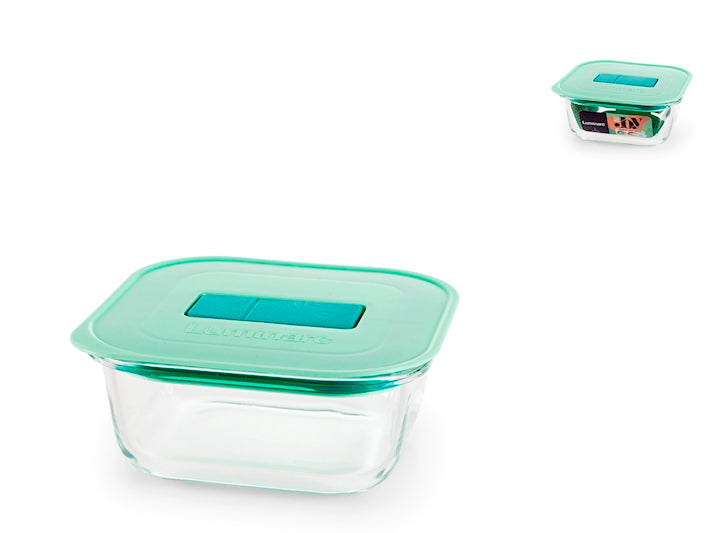 CONTENITORE 13,5X13,5 IN VETRO BOROSILICATO CON TAPPO VERDE