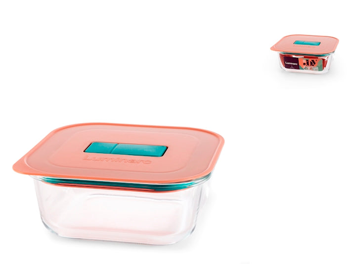 CONTENITORE 15,5X15,5 IN VETRO BOROSILICATO CON TAPPO ARANCIONE