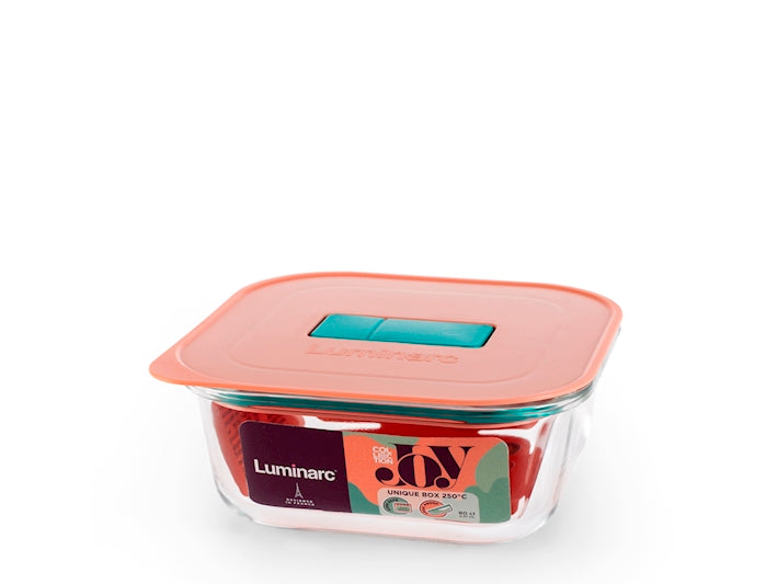 CONTENITORE 15,5X15,5 IN VETRO BOROSILICATO CON TAPPO ARANCIONE