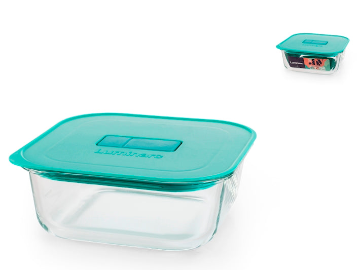 CONTENITORE 17,5X17,5 IN VETRO BOROSILICATO CON TAPPO AZZURRO