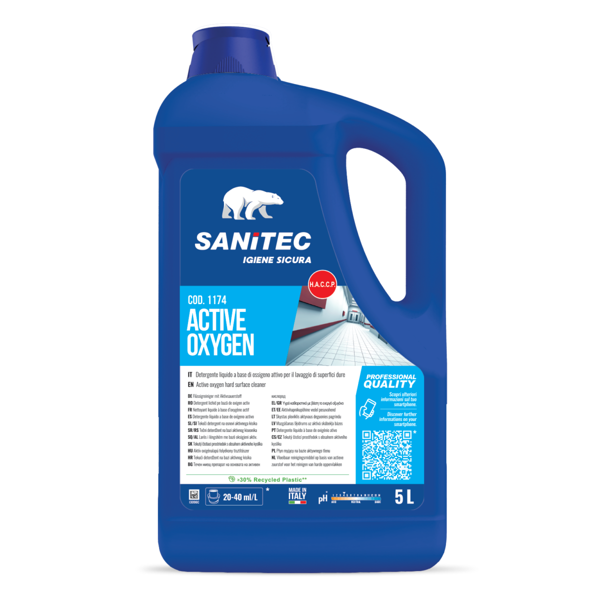 DETERGENTE IGIENIZZANTE CON ACQUA OSSIGENTATA - ACTIVE OXYGEN 5LT