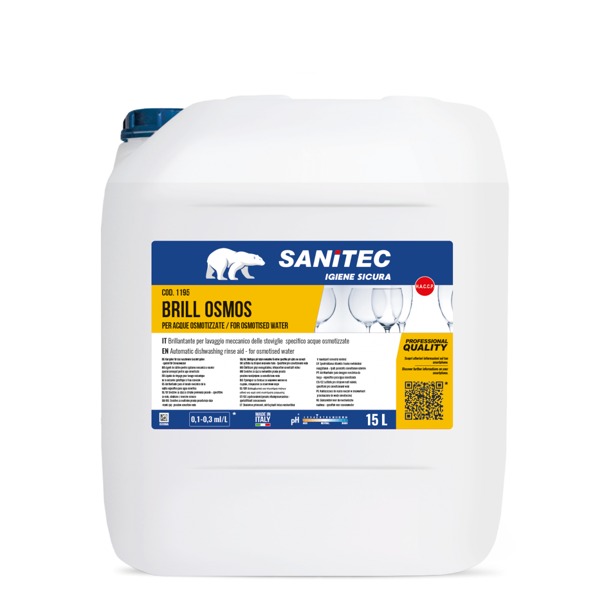 BRILLANTANTE PER LAVASTOVIGLIE SPECIFICO PER ACQUE OSMOTIZZATE - BRILL OSMOS 15LT
