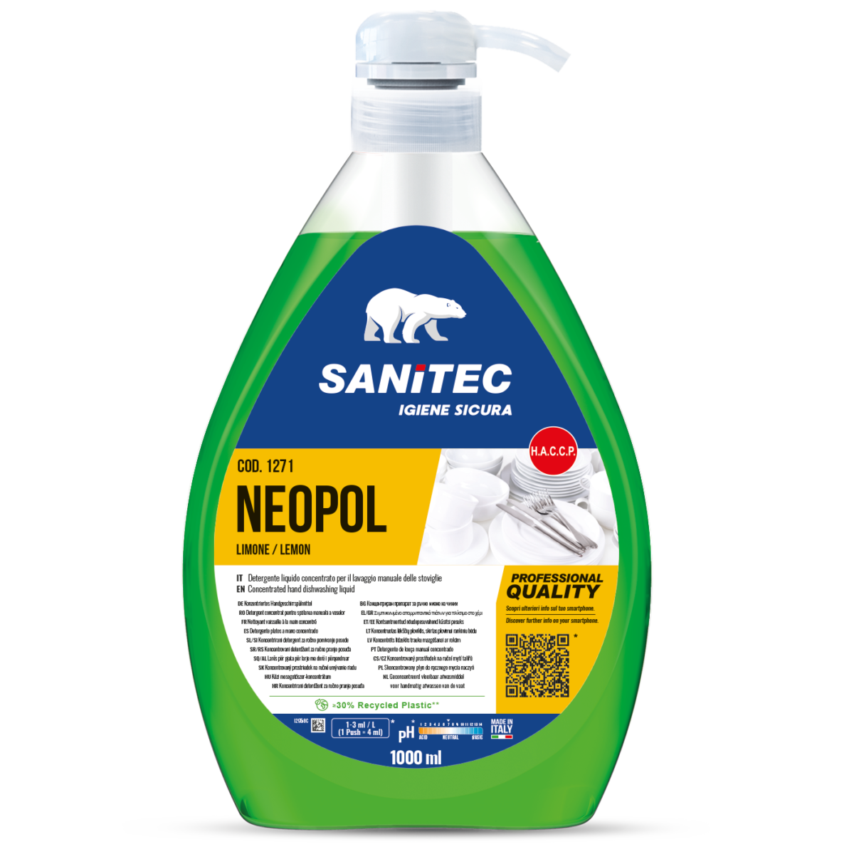 DETERGENTE LAVAPIATTI ULTRA SGRASSANTE - NEOPOL LIMONE 1000ML
