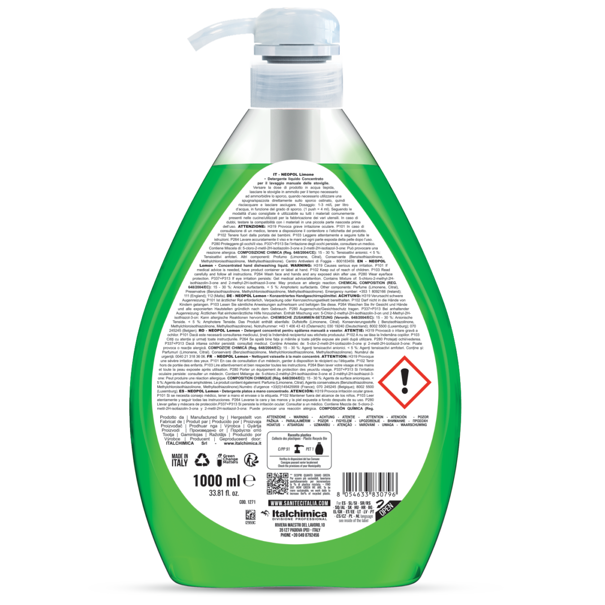 DETERGENTE LAVAPIATTI ULTRA SGRASSANTE - NEOPOL LIMONE 1000ML