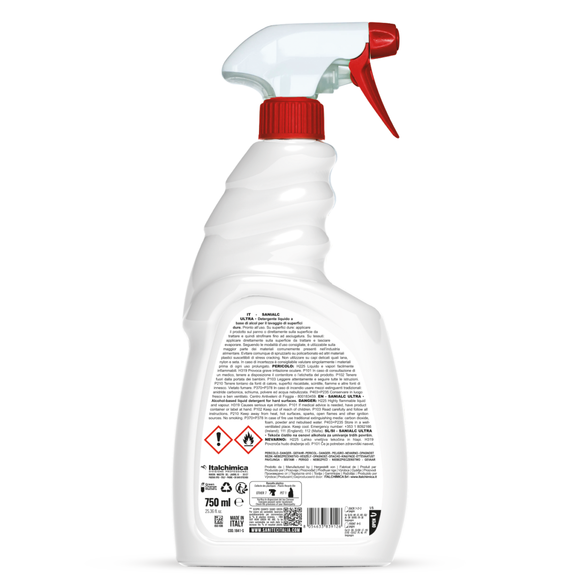 DETERGENTE ALCOLICO PER SUPERFICI E TESSUTI - SANIALC ULTRA 750ML