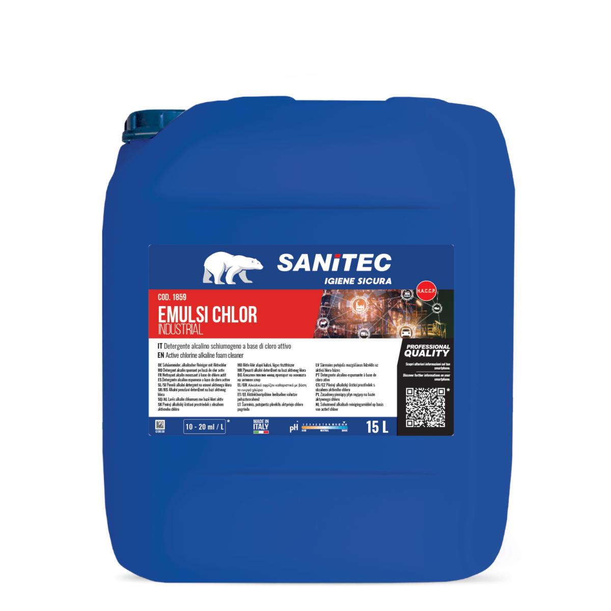 DETERGENTE ALCALINO SCHIUMOGENO A BASE DI CLORO ATTIVO - EMULSI CHLOR 15LT