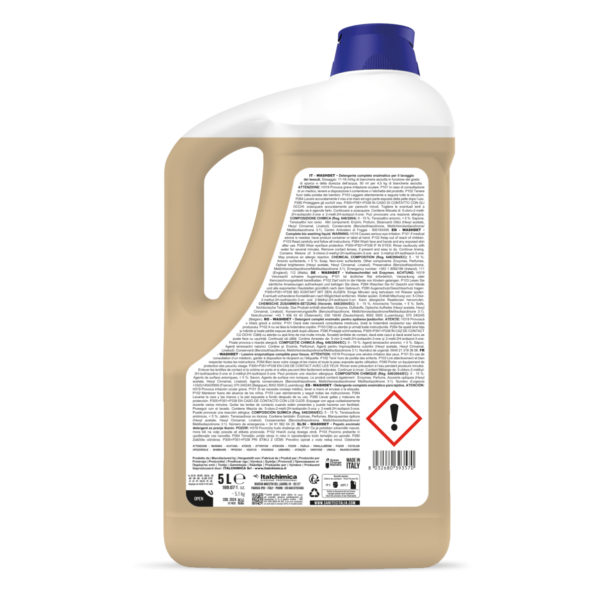 DETERGENTE COMPLETO ENZIMATICO PER LAVAGGIO DEI TESSUTI - WASHDET ARGAN 5LT