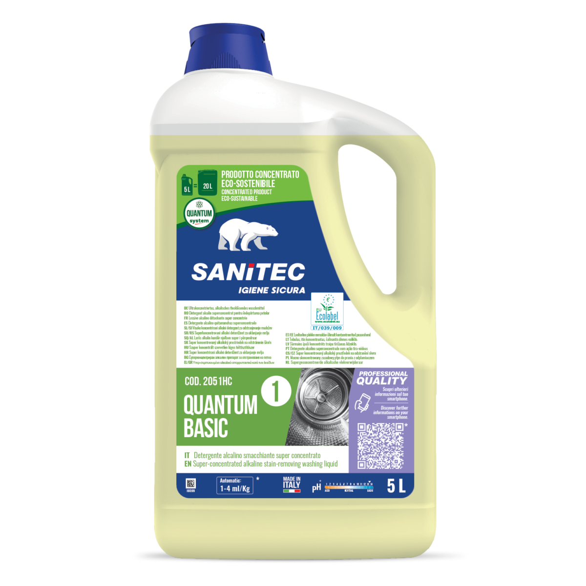 DETERGENTE ALCALINO CONCENTRATO ADATTO A TUTTI I TESSUTI - QUANTUM BASIC 5LT