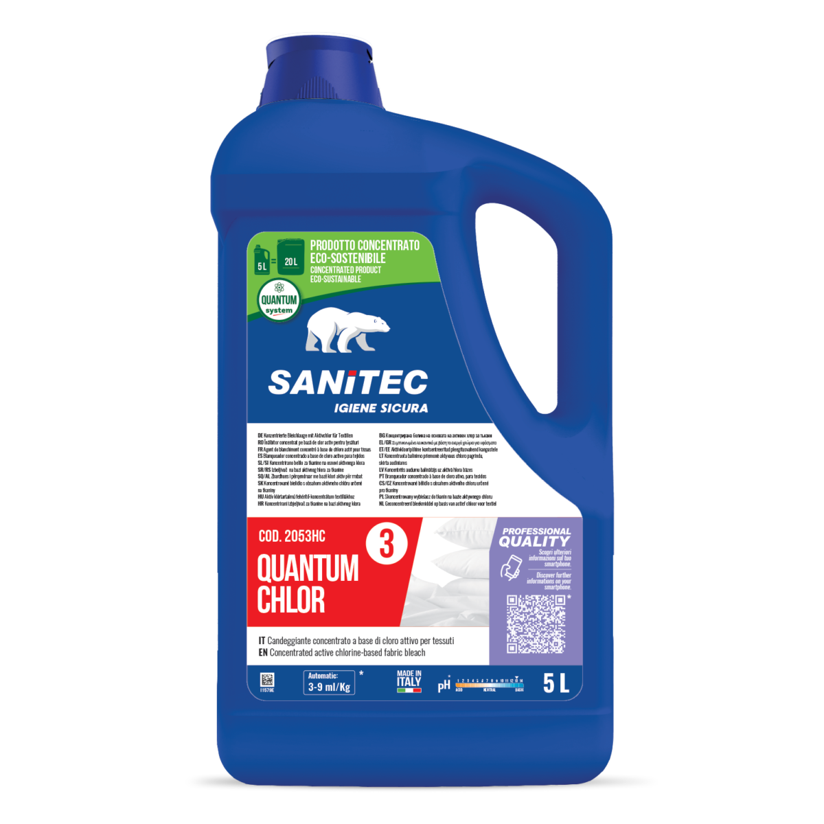 CANDEGGIANTE A BASE DI IPOCLORITO DI SODIO - QUANTUM CHLOR 5LT