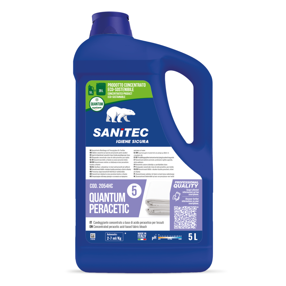 CANDEGGIANTE CONCENTRATO A BASE DI ACIDO PARACETICO PER TESSUTI - QUANTUM PERACETIC 5LT
