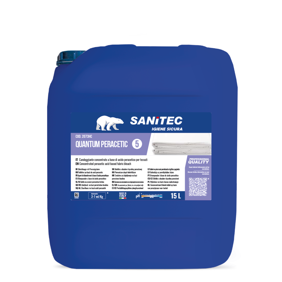 CANDEGGIANTE CONCENTRATO A BASE DI ACIDO PARACETTICO PER TESSUTI - QUANTUM PERACETIC 15LT