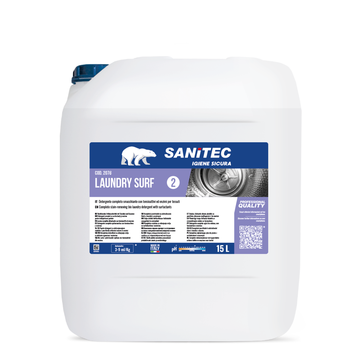 DETERGENTE ENZIMATICO CON SBIANCANTI OTTICI PER TUTTI I TIPI DI TESSUTI - LAUNDRY SURF FLOREALE 15LT