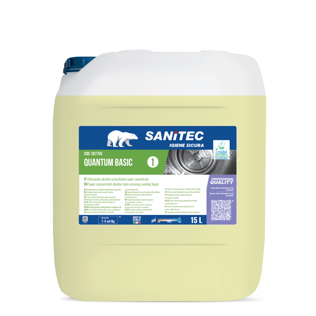 DETERGENTE ALCALINO CONCENTRATO ADATTO A TUTTI I TESSUTI - QUANTUM BASIC 15LT