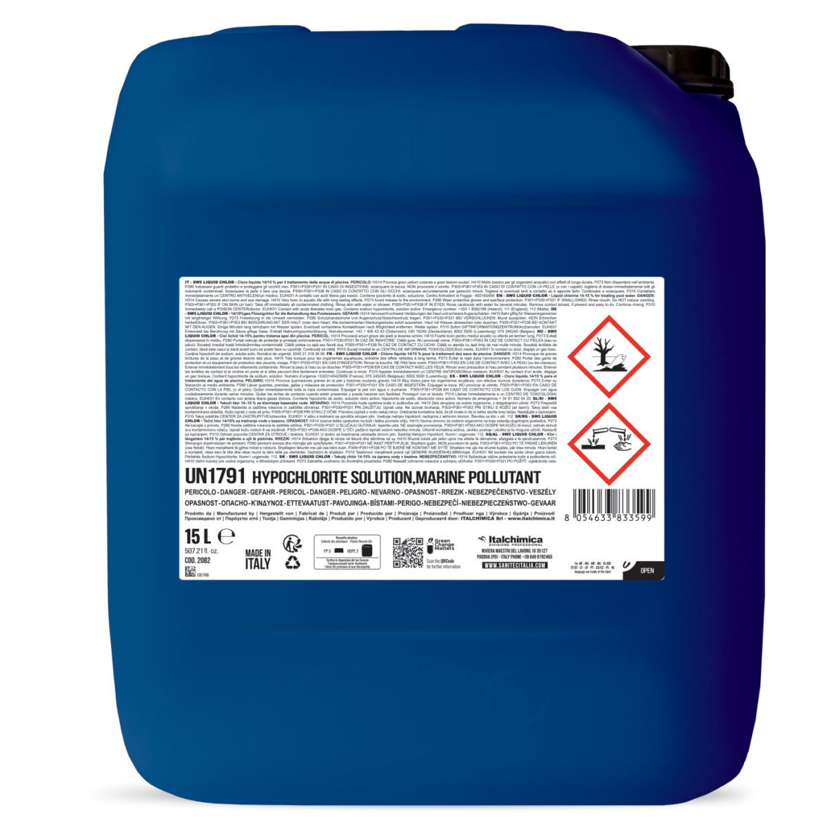 CLORO LIQUIDO 14/15% PER IL TRATTAMENTO DELLE ACQUE DELLA PISCINA - SW5 LIQUID CHLOR 15LT