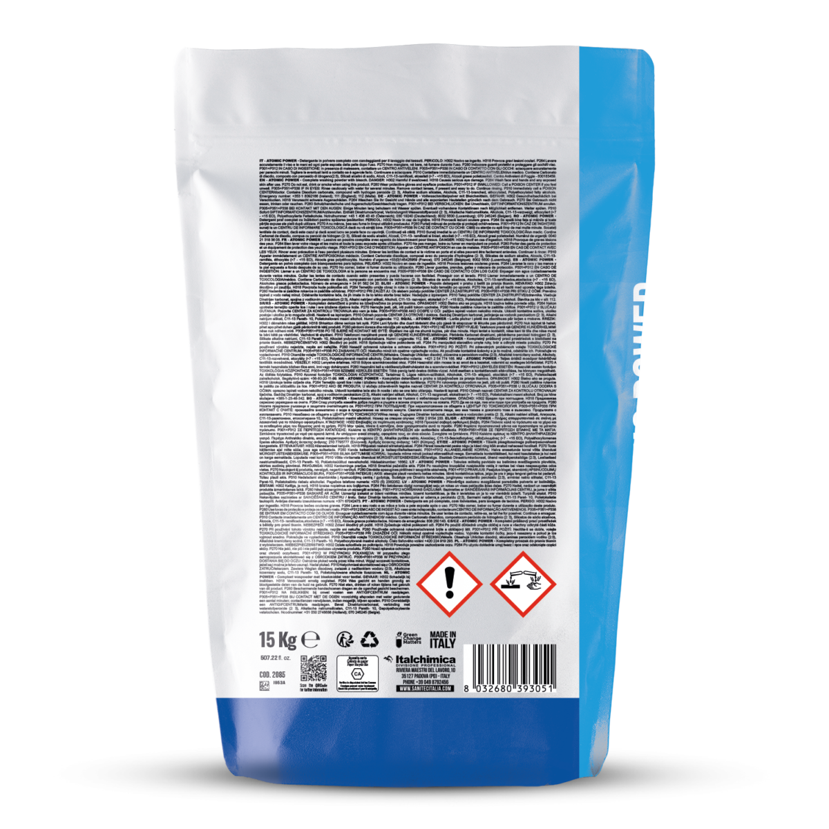 DETERGENTE IN POLVERE ATOMIZZATO CON CANDEGGIANTI, PER TUTTI I TIPI DI TESSUTI - ATOMIC POWER 15KG