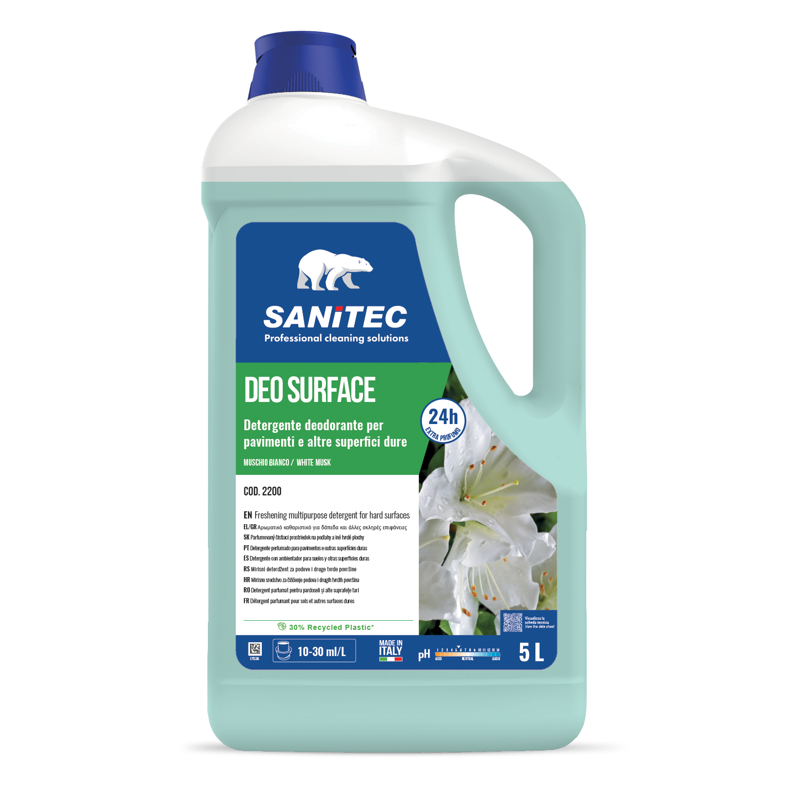 DETERGENTE DEODORANTE PER PAVIMENTO E ALTRE SUPERFICI DURE - DEO SURFACE MUSCHIO BIANCO 5LT