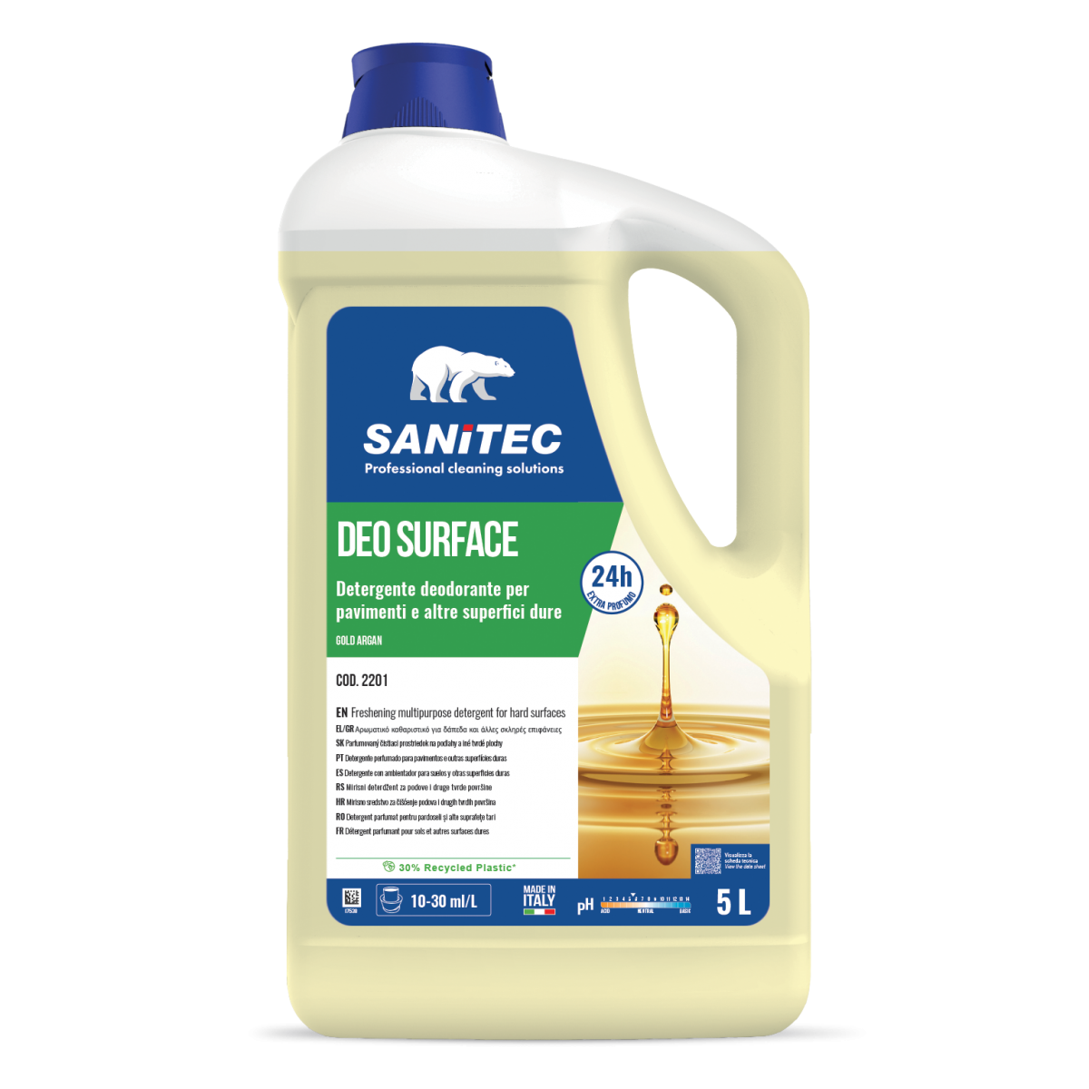 DETERGENTE DEODORANTE PER PAVIMENTI O ALTRE SUPERFICI DURE - DEO SURFACE GOLD ARGAN 5LT