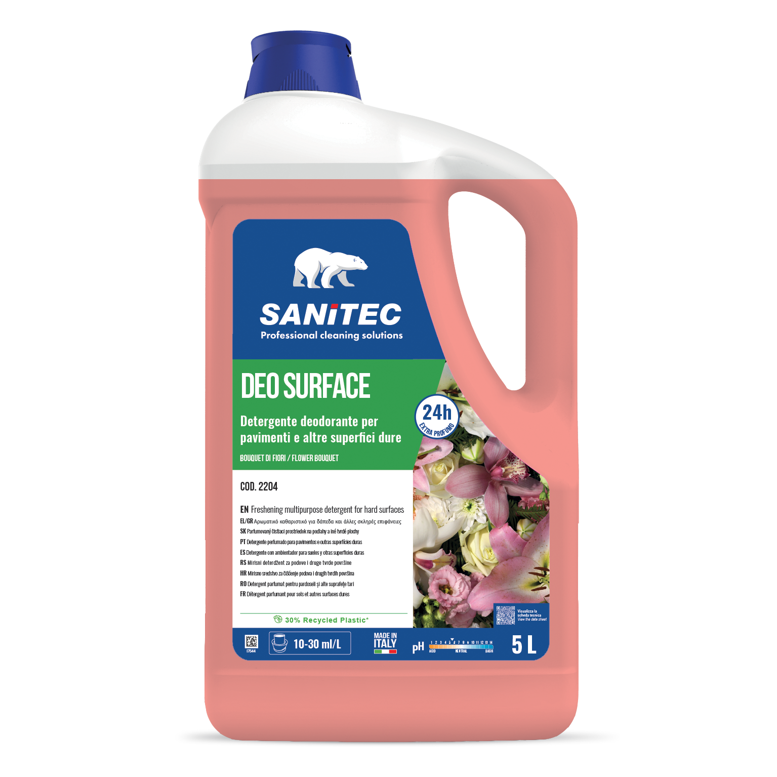DETERGENTE DEODORANTE PER PAVIMENTI E ALTRE SUPERFICI DURE - DEO SURFACE BOUQUET DI FIORI 5L