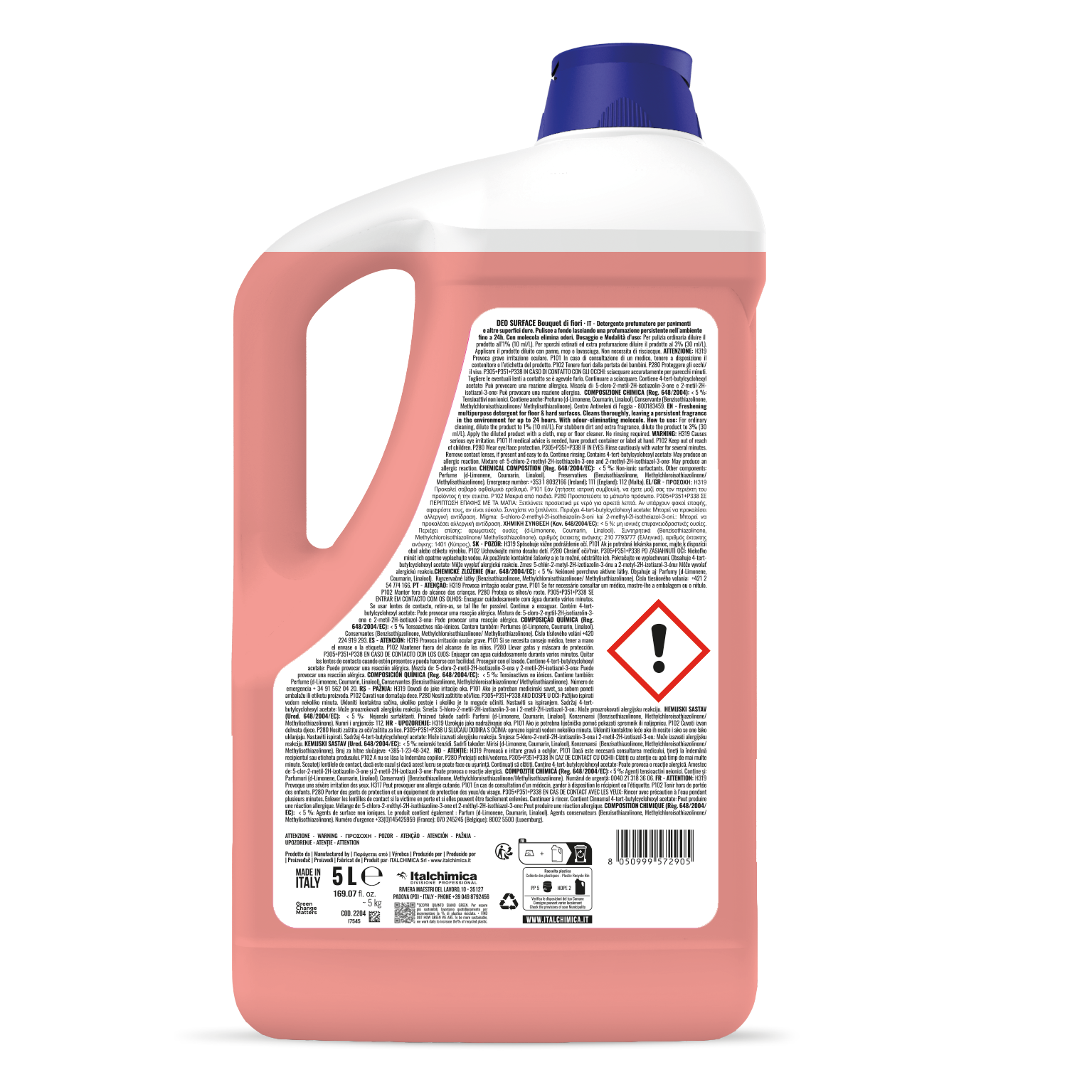 DETERGENTE DEODORANTE PER PAVIMENTI E ALTRE SUPERFICI DURE - DEO SURFACE BOUQUET DI FIORI 5L