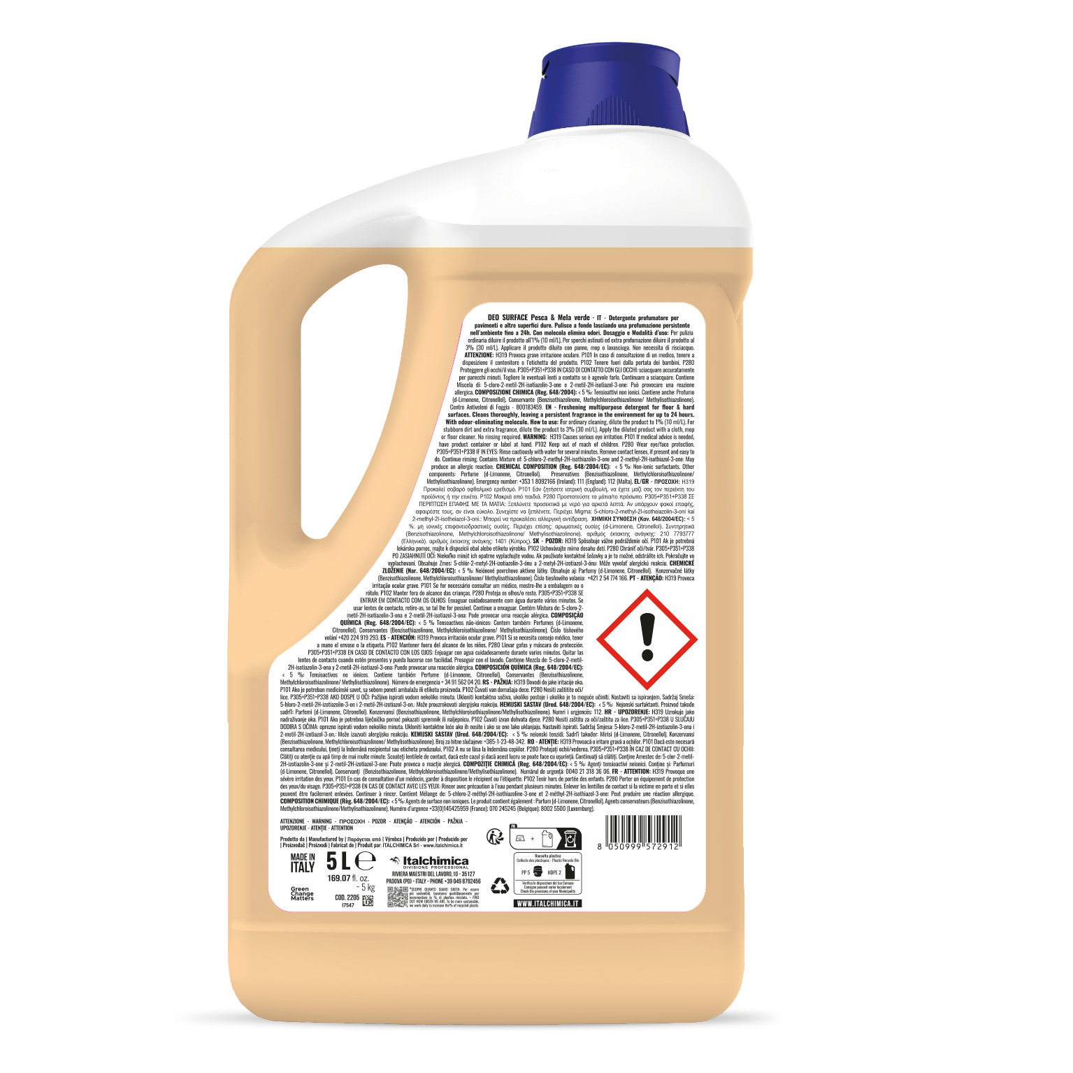 DEO SURFACE DETERGENTE DEODORANTE PER PAVIMENTI E ALTRE SUPERFICI DURE PESCA E MELA VERDE 5L