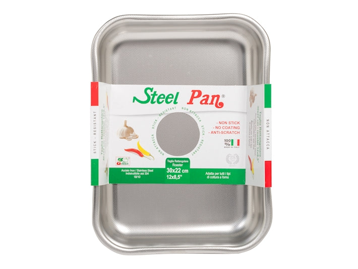 TEGLIA FORNO RETTANGOLARE ACCIAIO INOX STEEL PAN