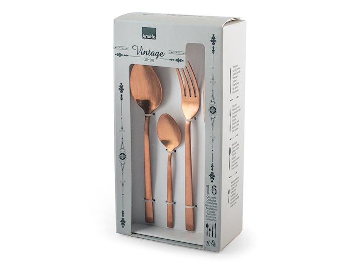 SERVIZIO POSATE 16PZ SQUARE PVD/RAME