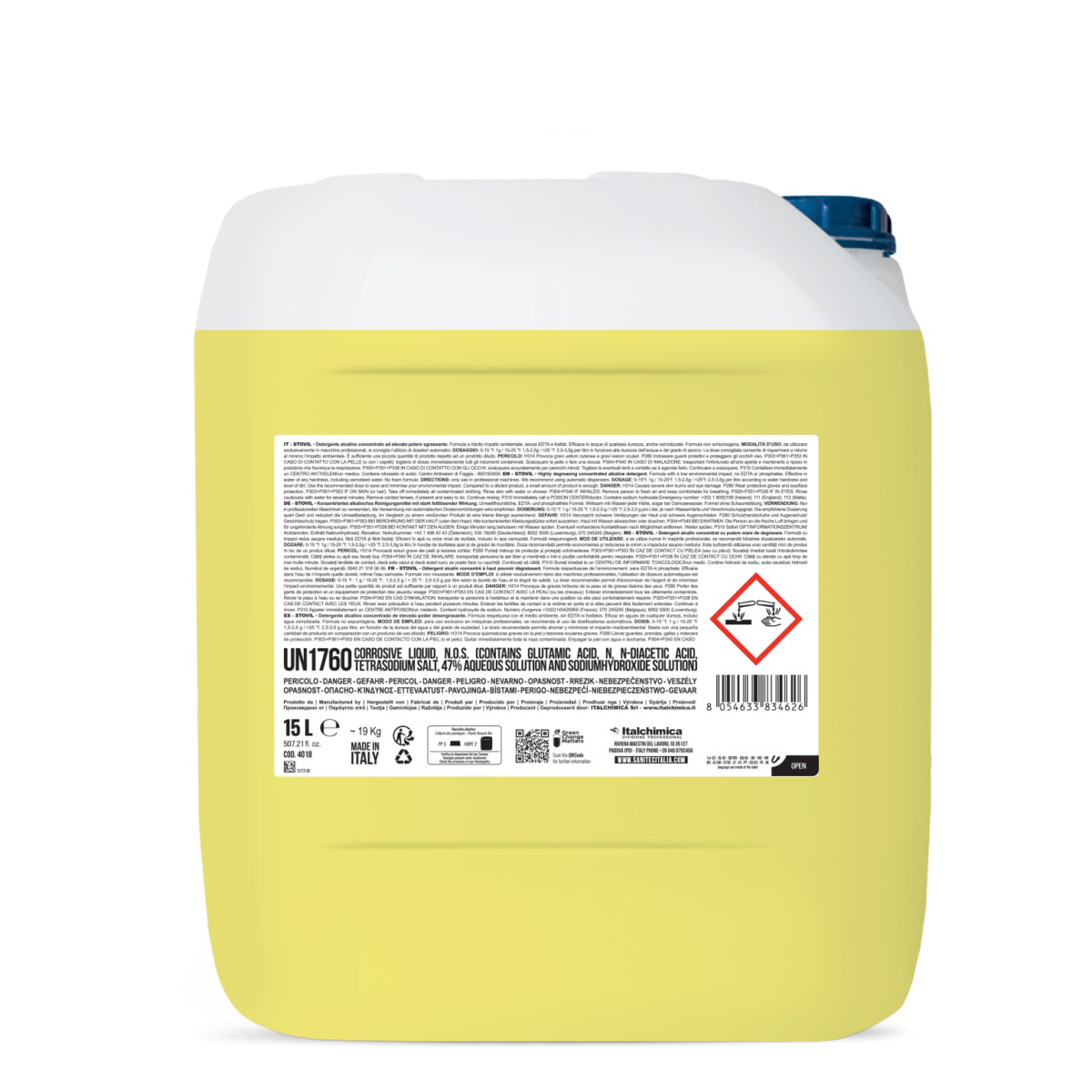 DETERGENTE ALCALINO CONCENTRATO PER LAVASTOVIGLIE - STOVIL GREEN POWER 15LT