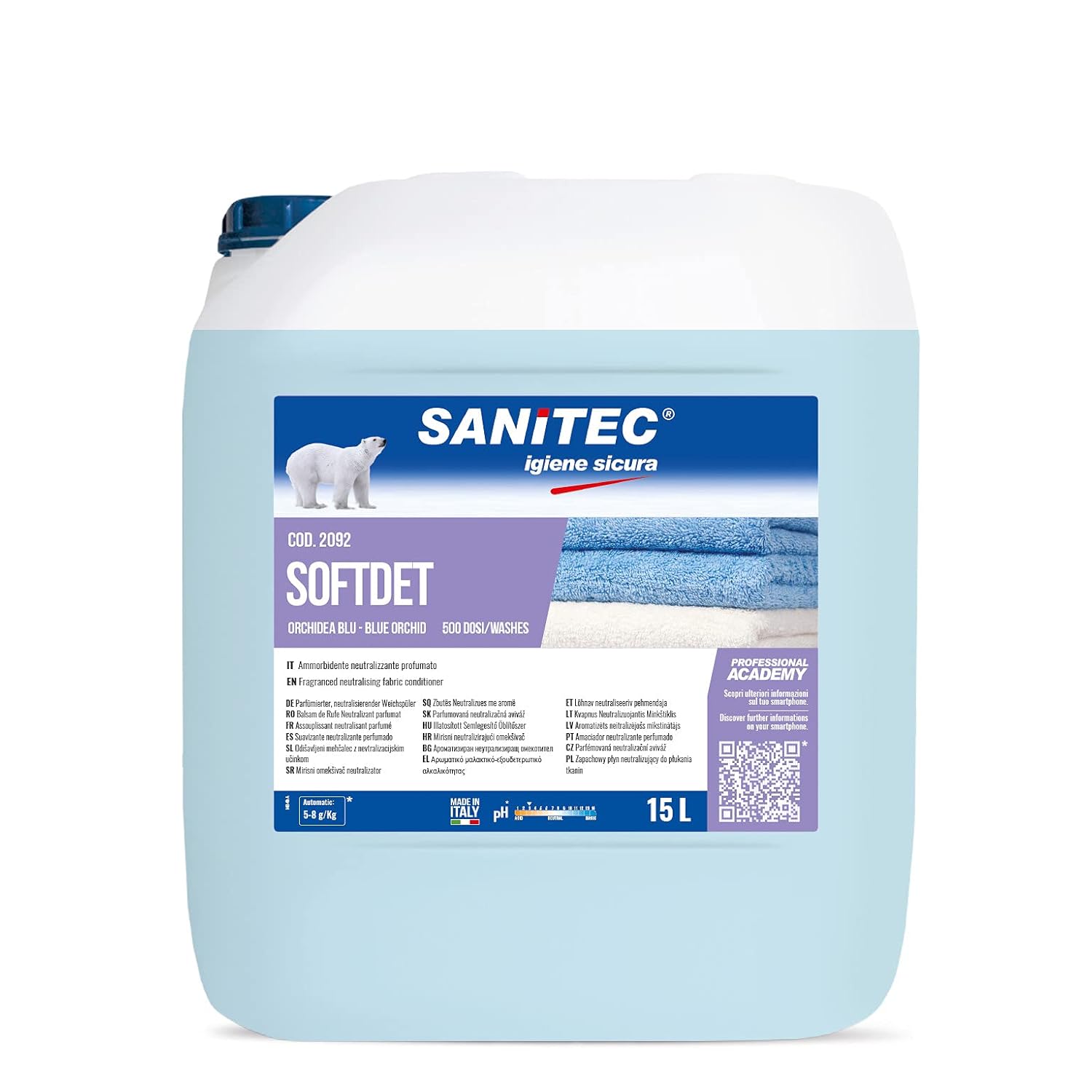 ADDITIVO AMMORBIDENTE PROFUMATO IGIENIZZANTE PER LAVAGGIO A MANO E IN LAVATRICE - SOFTDET 15LT