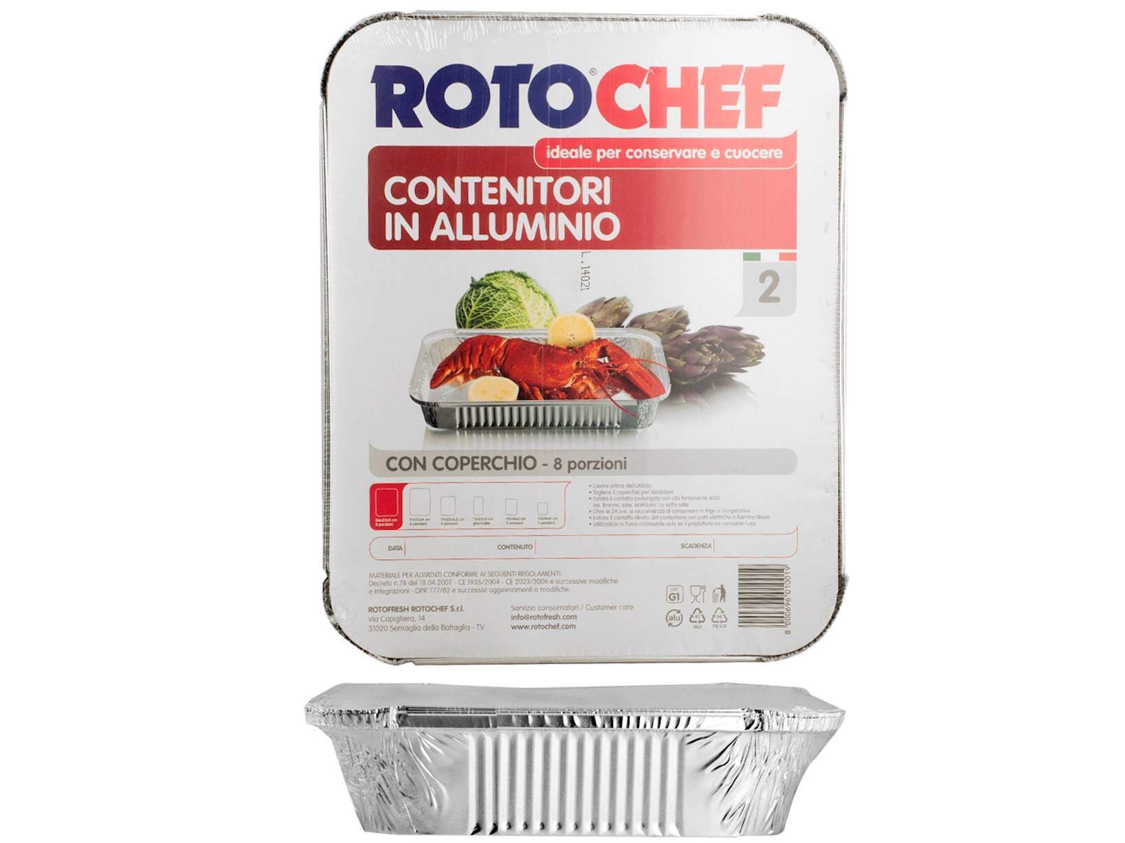 CONFEZIONE 2PZ CONTENITORE ALLUMINIO CON COPERCHIO