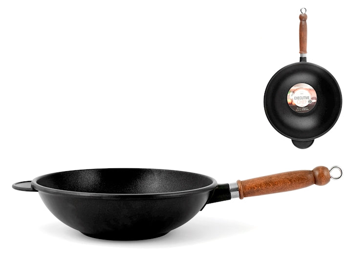 WOK ANTIADERENTE CON MANICO IN LEGNO 28CM
