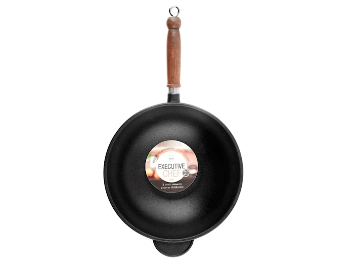 WOK ANTIADERENTE CON MANICO IN LEGNO 28CM