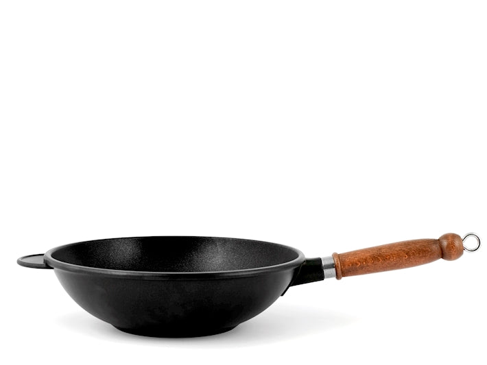 WOK ANTIADERENTE CON MANICO IN LEGNO 28CM