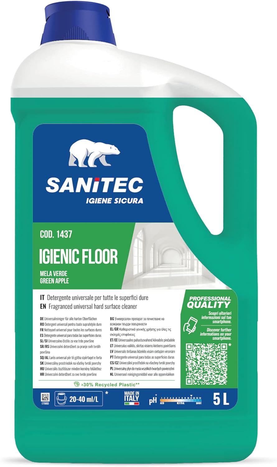 DETERGENTE UNIVERSALE SGRASSANTE CONCENTRATO CON AZIONE IGIENIZZANTE - MELA VERDE - 5LT