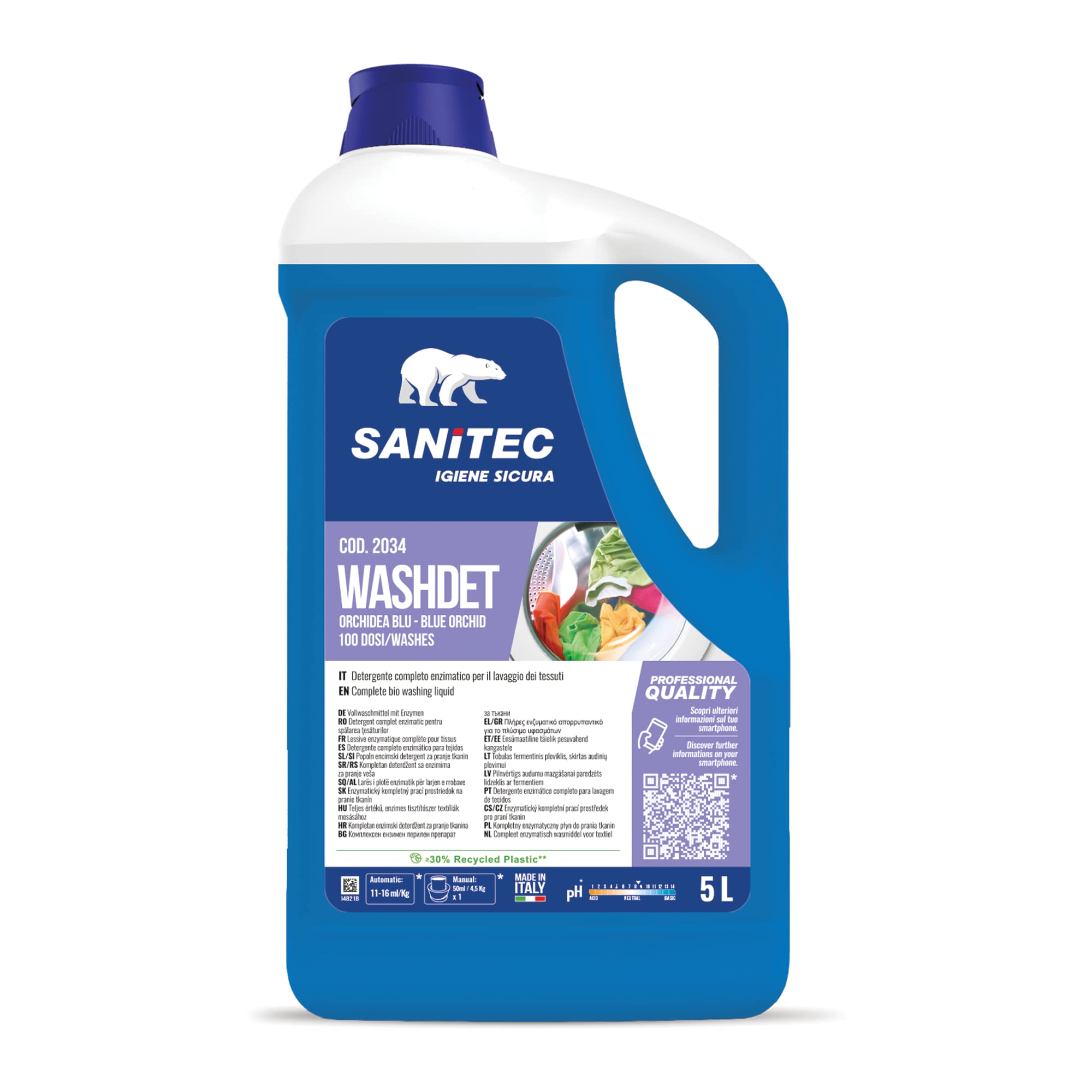 DETERGENTE LIQUIDO PER BUCATO A MANO E IN LAVATRICE - WASHDET ORCHIDEA BLU 5LT
