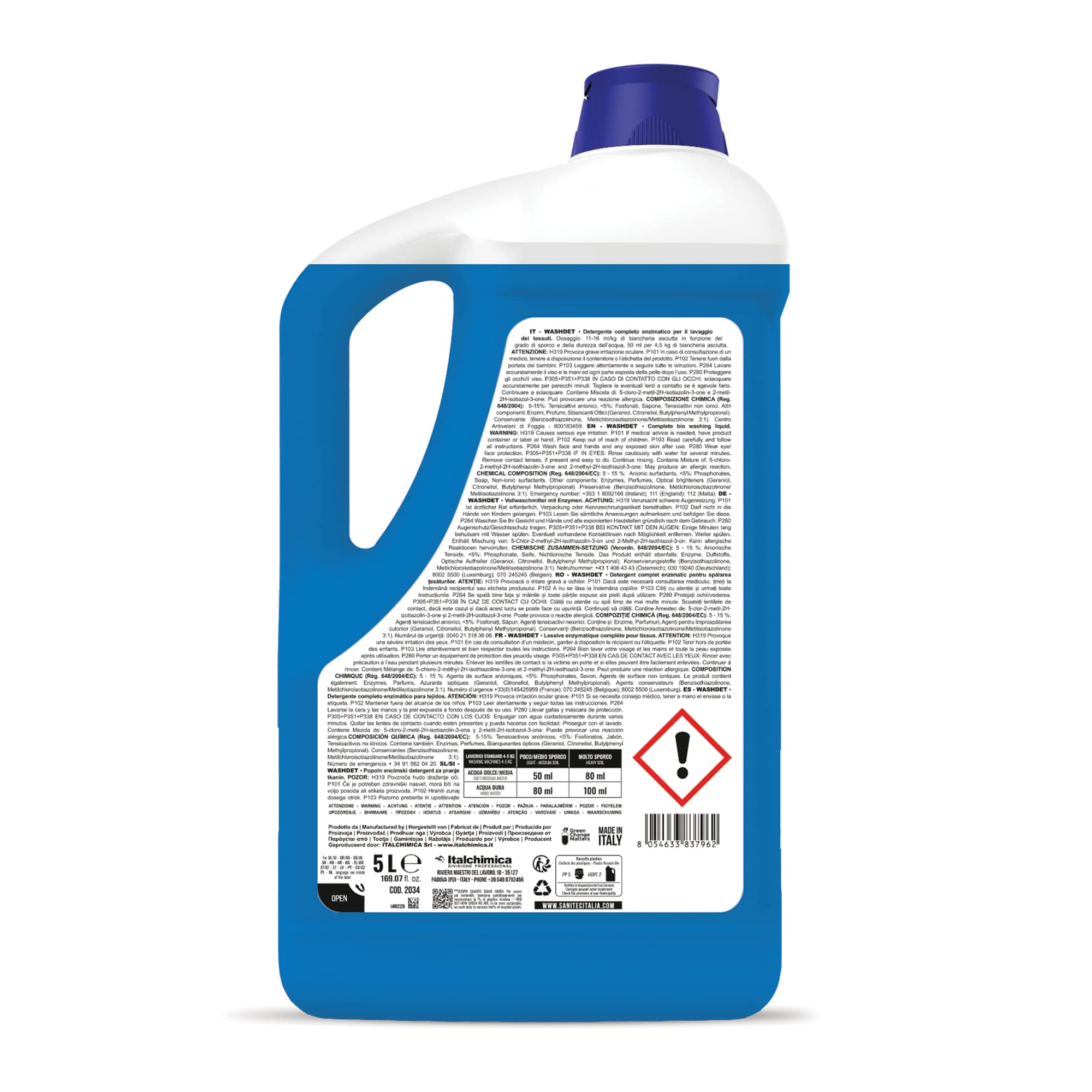 DETERGENTE LIQUIDO PER BUCATO A MANO E IN LAVATRICE - WASHDET ORCHIDEA BLU 5LT
