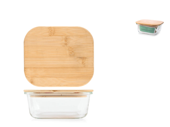 CONTENITORE IN VETRO CON COPERCHIO IN BAMBU 13,5X13,5CM - CAPIENZA 530ML