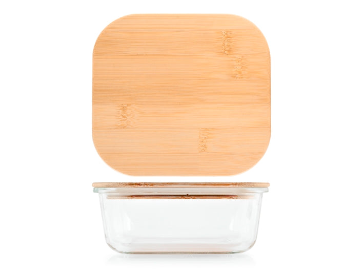 CONTENITORE IN VETRO CON COPERCHIO IN BAMBU 18X18 CM - CAPIENZA 1100ML
