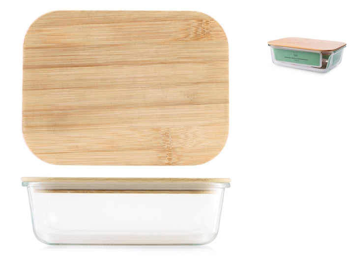 CONTENITORE IN VETRO CON COPERCHIO IN BAMBU 20X15CM - CAPIENZA 1500ML