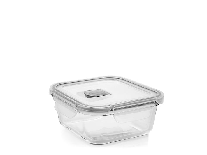 CONTENITORE IN VETRO CON COPERCHIO CON VALVOLA 11,5X11,5CM - CAPIENZA 310ML