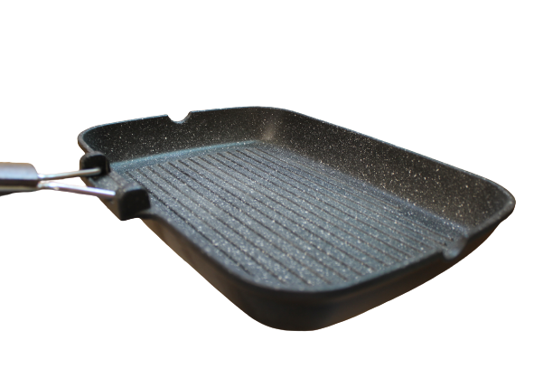 BISTECCHIERA ANTIADERENTE PIETRA CON MANICO PIEGHEVOLE