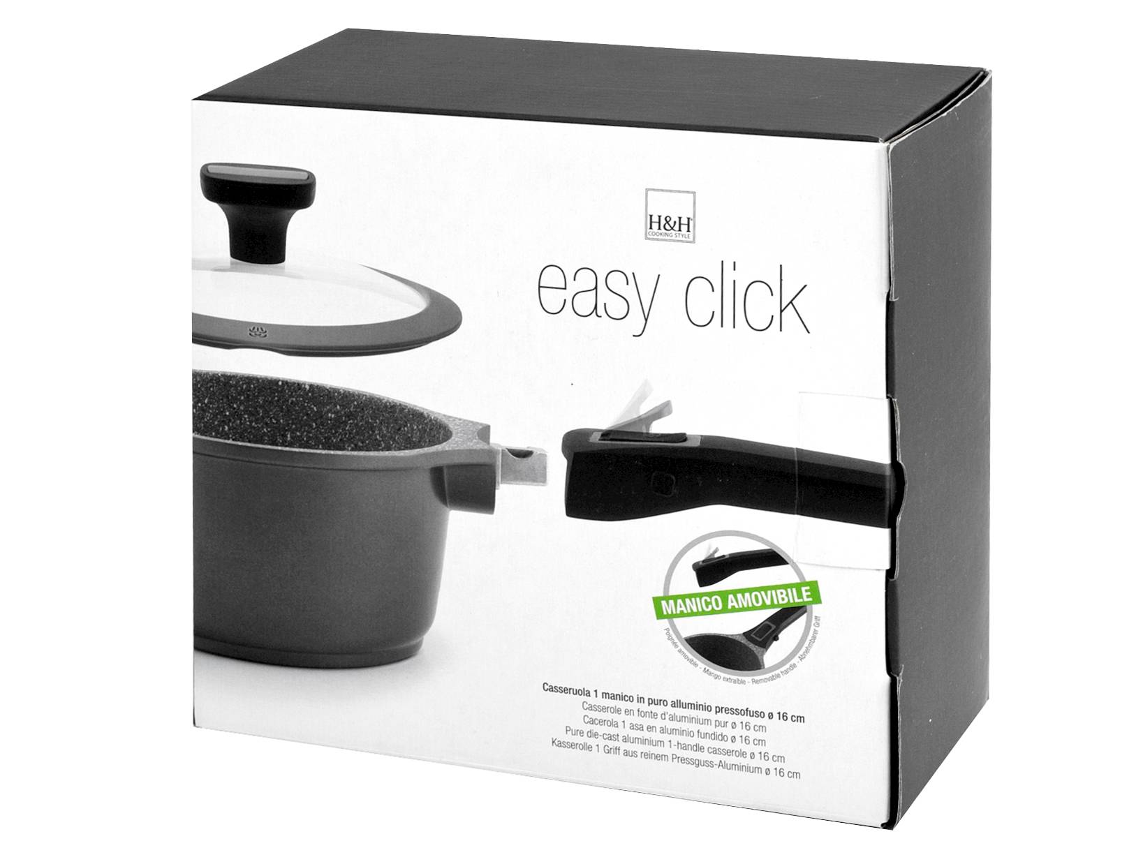 CASSERUOLA IN ALLUMINIO PRESSOFUSO EASY CLICK 1 MANICO AMMOVIBILE (16cm)