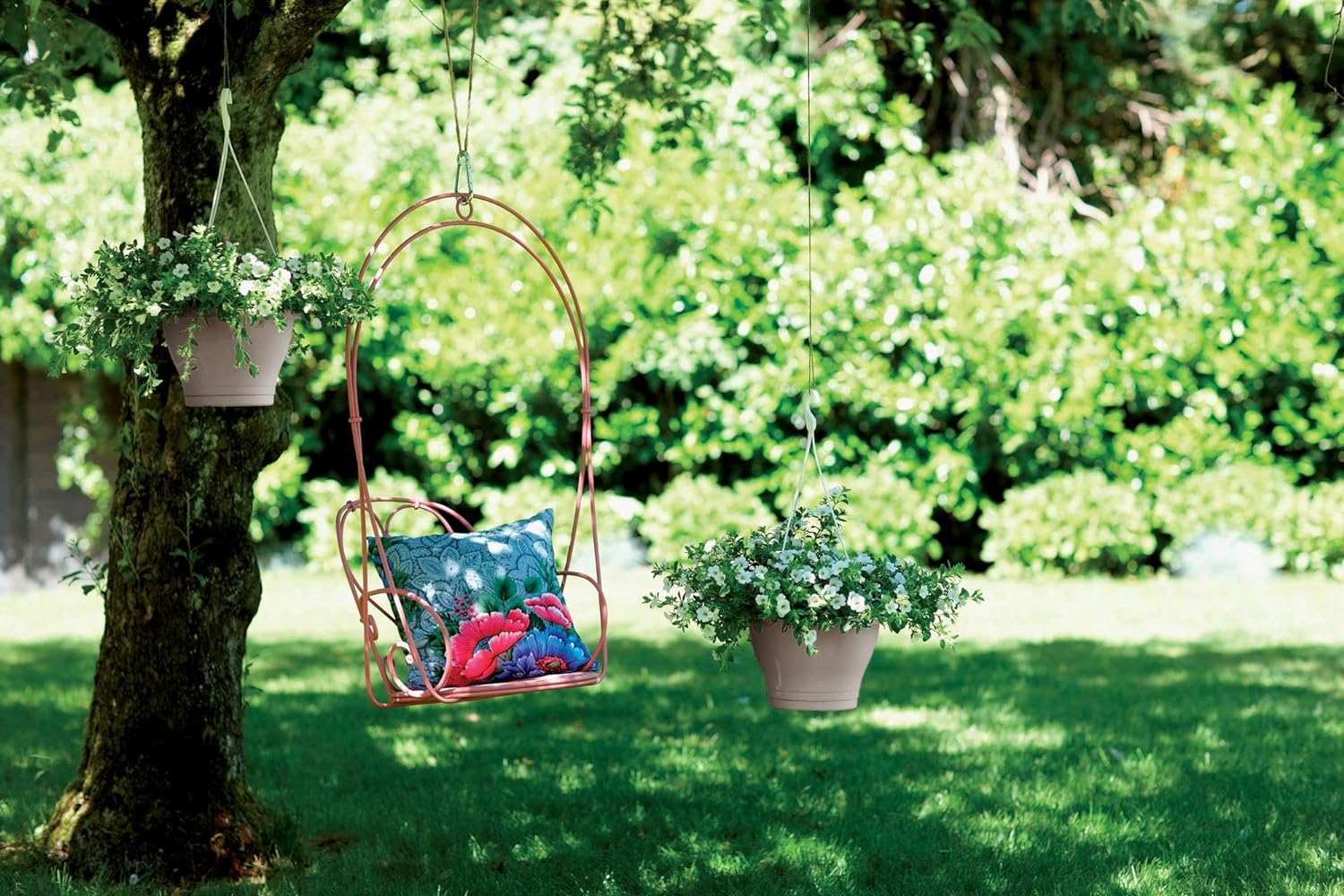 VASO CORSICA HANGING BASKET 30cm TAUPE/ANTRACITE/BIANCO