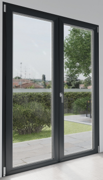 Portafinestra a due ante con anta-ribalta L. 130 x H. 205 cm
