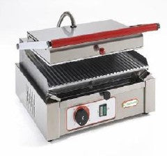 TOSTIERA GRILL CON PIASTRA IN ACCIAIO CROMATO LISCIA O RIGATA CON COPERCHIO